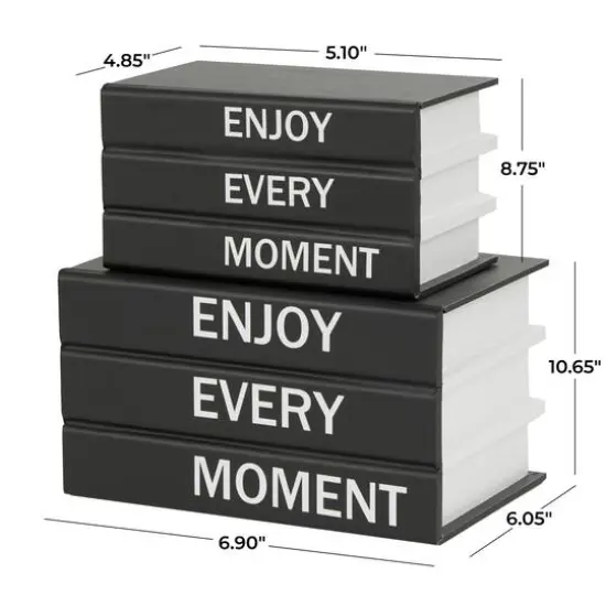 Enjoy Every Moment Canvas Storage Book Box Set Black {8}