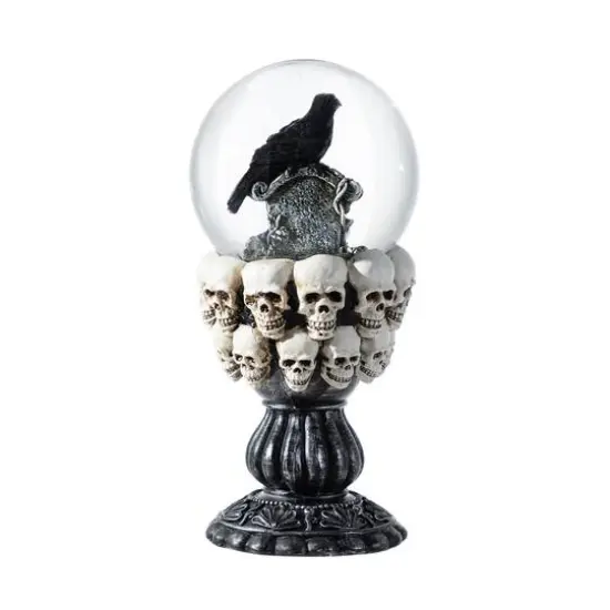 Glitzhome&reg; 100mm 7.25"H Halloween Resin Stacked Skull Waterglobe {8}