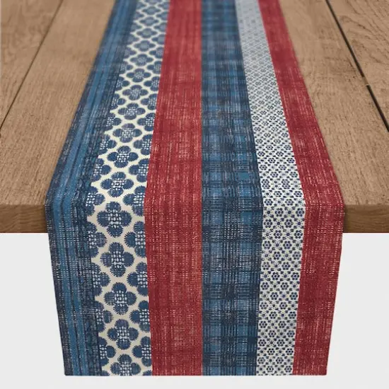 Patriotic Patchwork Stripes Outdoor Table Runner {3}