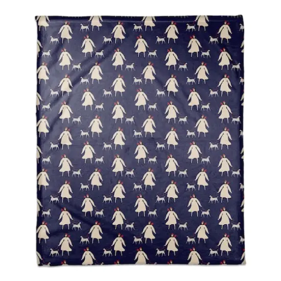 French Woman and Dog 50" x 60" Coral Fleece Blanket {1}