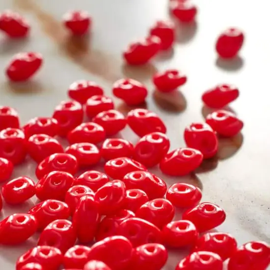 Superduo Two-Hole Czech Glass Beads Opaque Red {3}