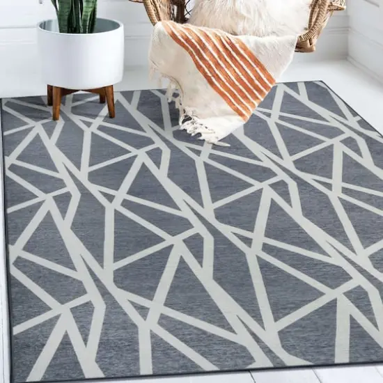 My Magic Carpet Intersections Washable Rug Slate Gray {3}