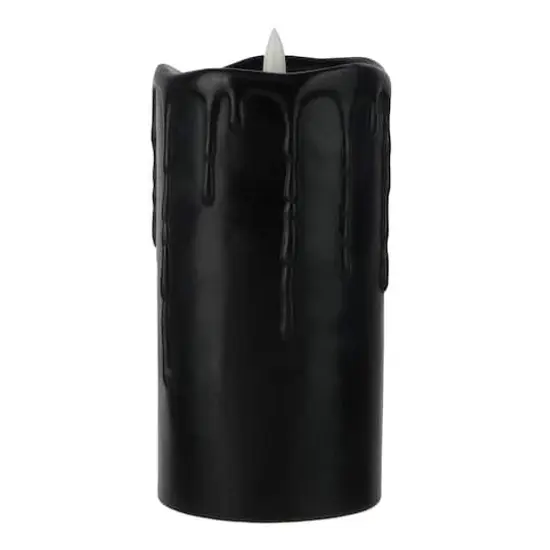 3" x 6" Black Dripping LED Wax Pillar Candle by Ashland&reg; {1}