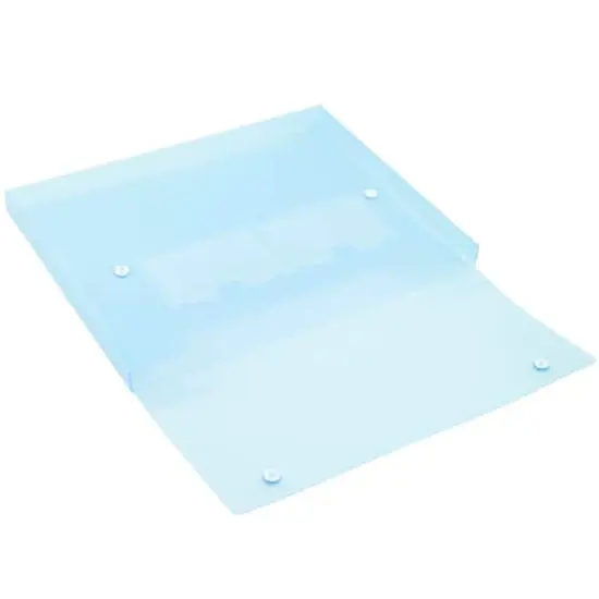 JAM Paper 9.5" x 12.5" Plastic Portfolio with Two Button Snap Closure Blue Translucent {6}
