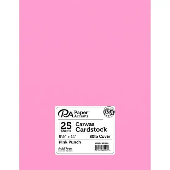 PA Paper&trade; Accents 8.5" x 11" 80lb. Canvas Cardstock Paper, 25 Sheets Coral Rose {2}