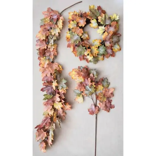 Hello Honey&reg; 24" Multicolor Faux Maple Leaf Wreath {3}