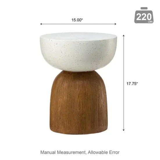 Glitzhome&reg; 17.75" Geometric Faux Terrazzo & Wood Texture Garden Stool {6}