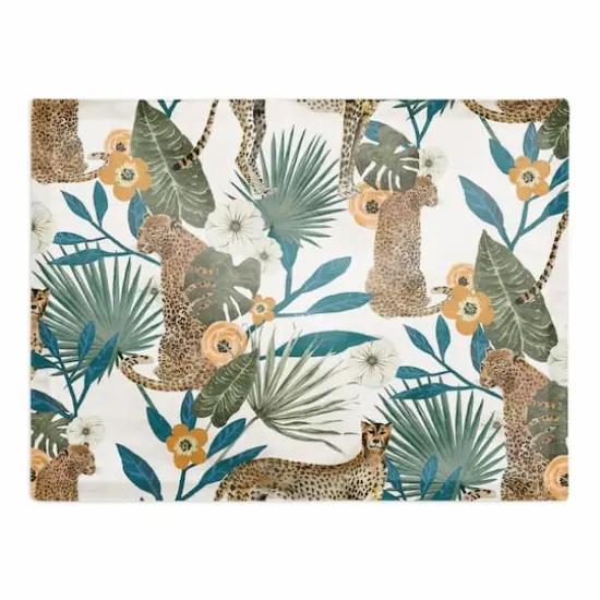 Tropical Cheetah Cotton Twill Placemat White {1}