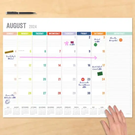 TF Publishing 2024-2025 Large Rainbow Blocks Desk Pad Calendar {3}