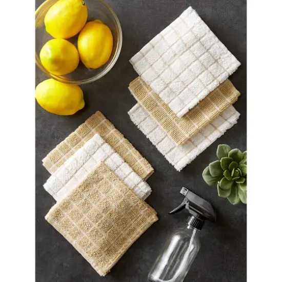 DII&reg; Pebble & White Windowpane Terry Dishcloths, 6ct. {9}