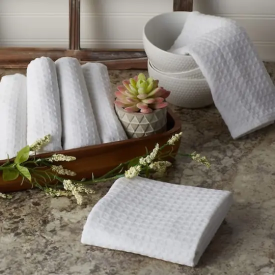 DII&reg; White Recycled Cotton Waffle Dish Towels, 6ct. {3}