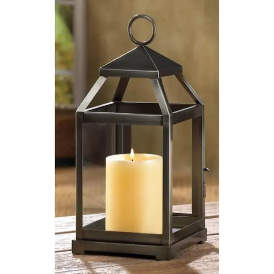 12" Rustic Silver Contemporary Lantern {5}
