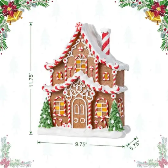 Glitzhome&reg; 11.75" Christmas Lighted Resin Village Table Decor {9}