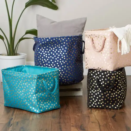 DII&reg; 15" Round Dots Fabric Bin Teal {7}