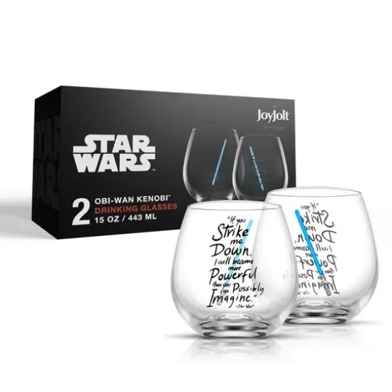 JoyJolt&reg; Star Wars&trade; 15oz. New Hope Obi-Wan Kenobi Blue Lightsaber Stemless Drinking Glass, 2ct. {8}