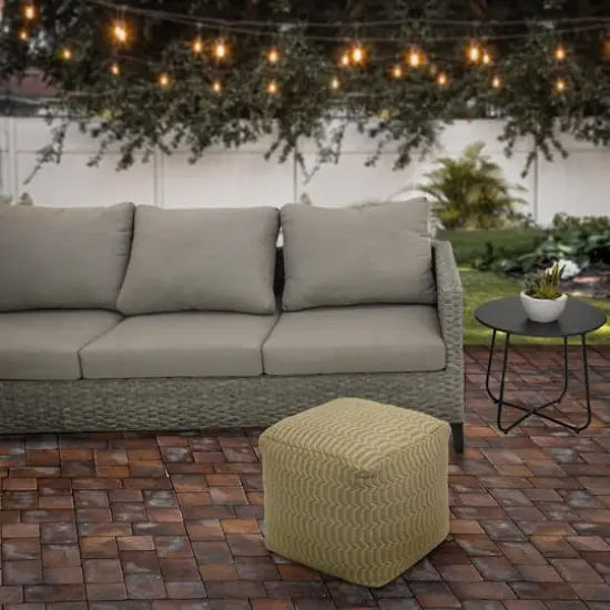 16" Hand Woven Pouf Ottoman Sand {4}