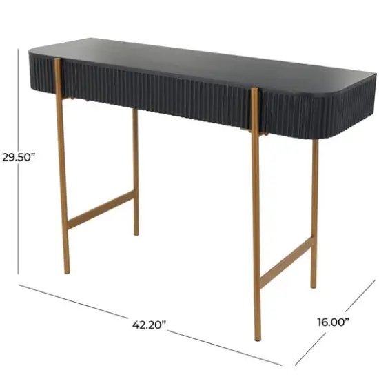 42" Black Console Table with Gold Metal Legs {8}