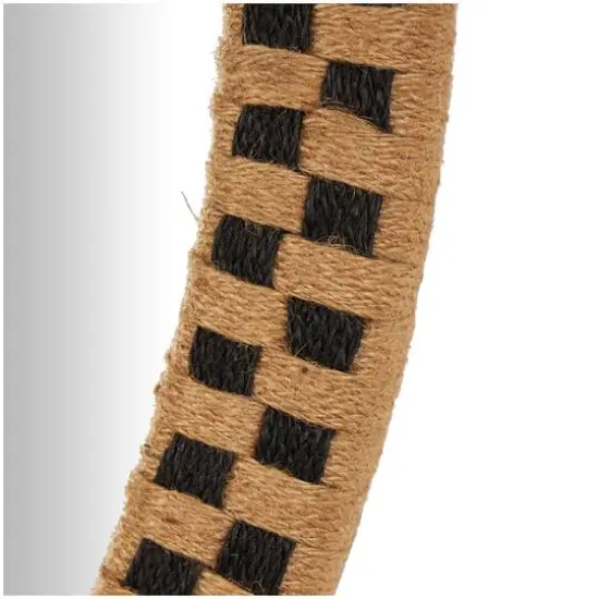 Woven Checkered Rattan Framed Round Wall Mirror {6}