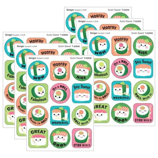 TREND Enterprises&reg; Sushi Sweet, Ginger Scent Scratch 'n Sniff Stinky Stickers&reg;, 6 Packs of 48 {1}