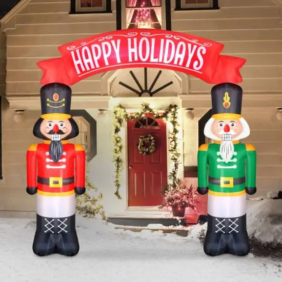 Airflowz&trade; 8ft. Inflatable Nutcrackers Archway {6}