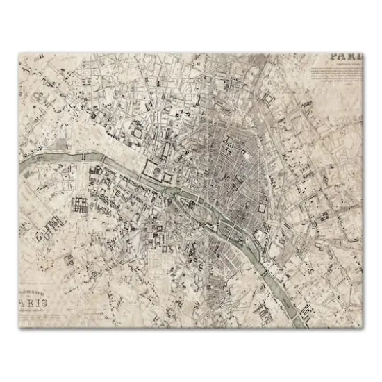 Vintage Paris Map 20" x 16" Canvas Wall Art {1}