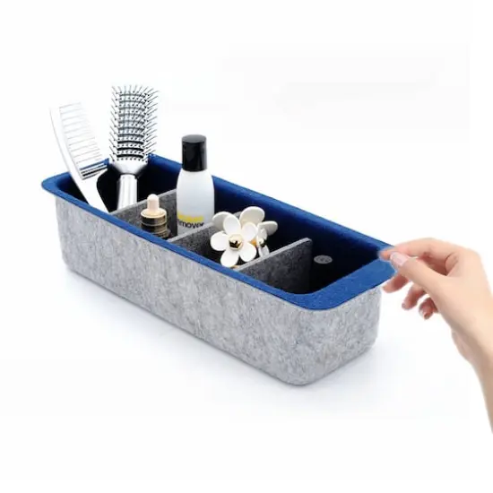 Welaxy Felt Adjustable 4 Slot Drawer Organizer Bin Navy {5}