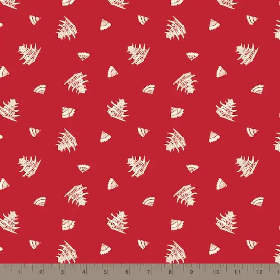 Springs Creative World Piece Red Pagoda Cotton Fabric {3}