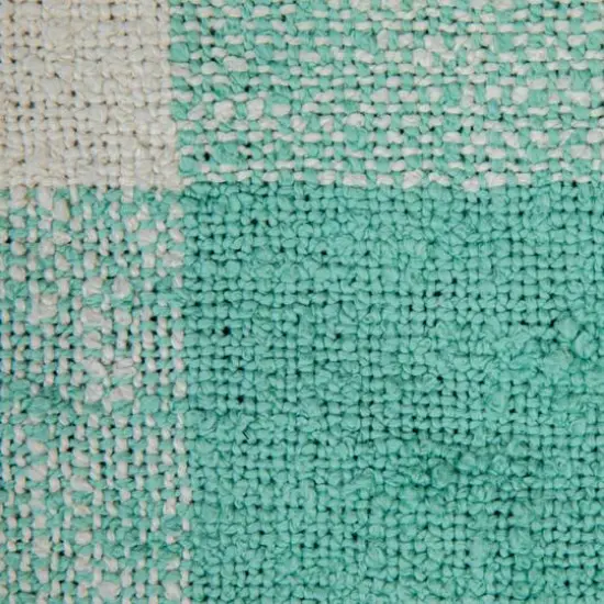 Hello Honey&reg; Mint & Cream Plaid Hand-Woven Cotton Throw with Fringe {7}