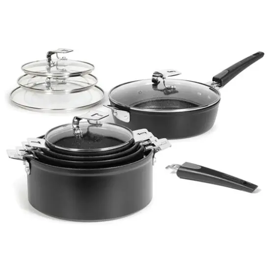 THE ROCK by Starfrit 12-Piece Space-Saving Set With T-Lock Detachable Handles {3}