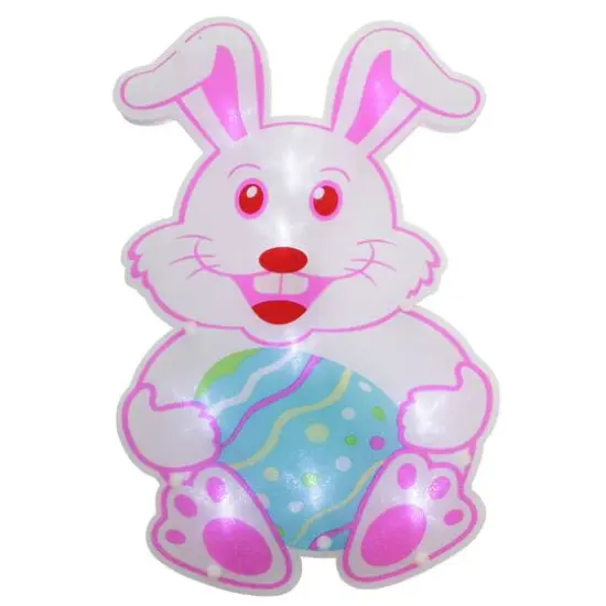 13.75" Pink & White LED Lighted Easter Bunny Window Silhouette {1}