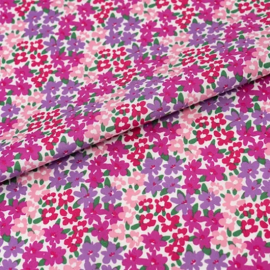 SINGER Ditsy Purple Floral On White Cotton Fabric {3}