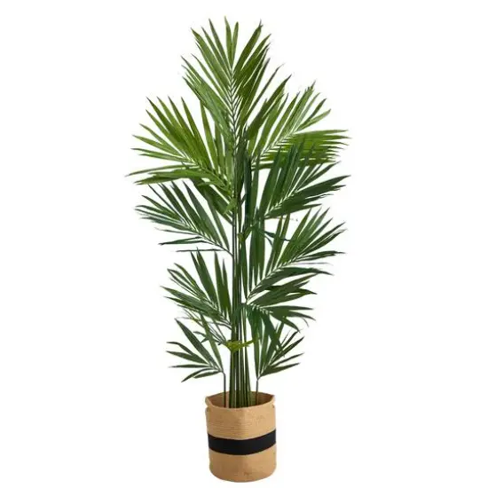 7ft. Kentia Artificial Palm in Handmade Natural Cotton Planter {1}