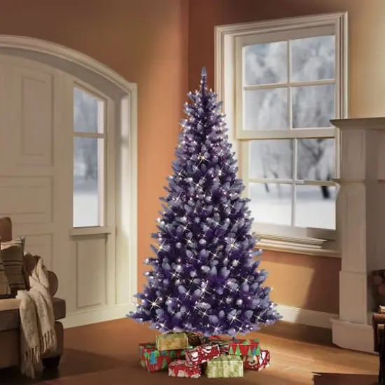 6.5ft. Pre-Lit Fashion Purple Artificial Christmas Tree, Clear Lights {3}