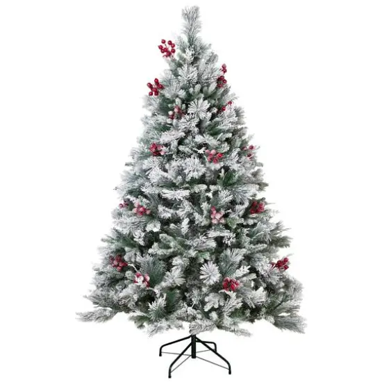 6.5ft. Unlit Real Touch&trade; Heavily Flocked Whittaker Spruce Full Artificial Christmas Tree with Frosted Red Berries {1}