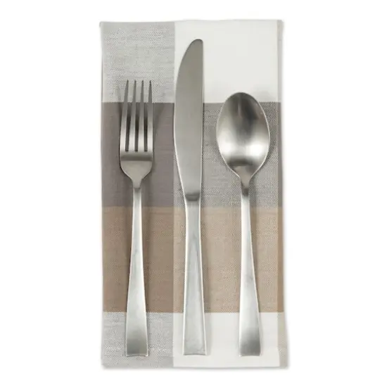 DII&reg; Oversized Tri Color Check Cloth Dinner Napkins, 6ct. Stone {4}