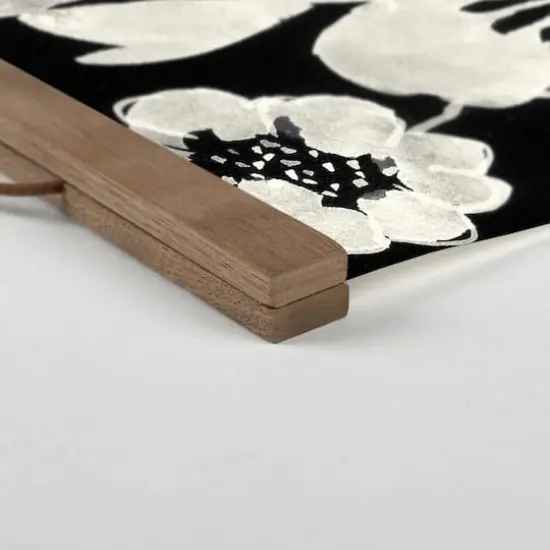 Cream Flowers Teak Hanging Canvas {3}