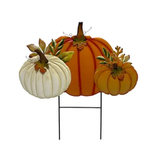20.75" Triple Pumpkins Metal Yard Stake by Ashland&reg; {1}