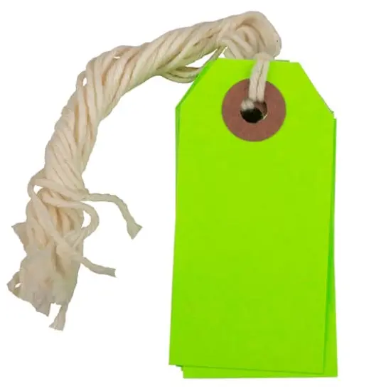 JAM Paper Tiny Gift Tags with String, 100ct. Neon Green {3}