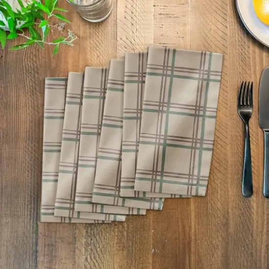 Holiday Plaid on Brown Cotton Twill Napkin {4}