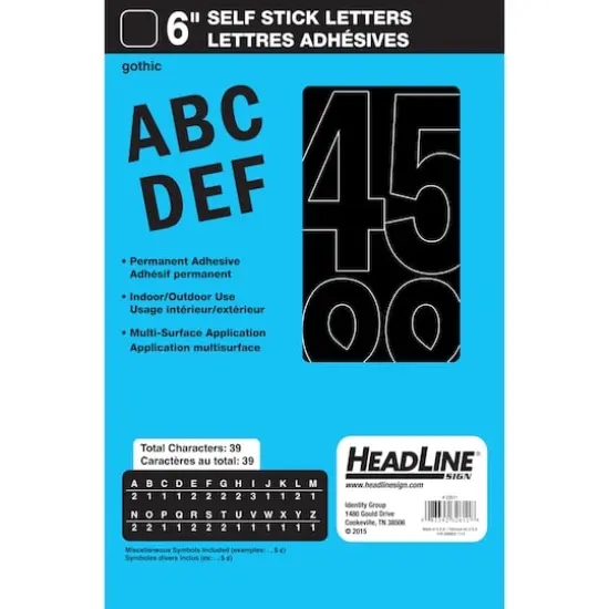 Headline Sign&reg; Black Gothic Capital Letters Vinyl Stickers, 6'' {1}