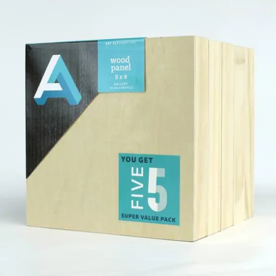 Art Alternatives 5 Pack 8" x 8" Value Pack Classic Gallery Wood Panel {3}
