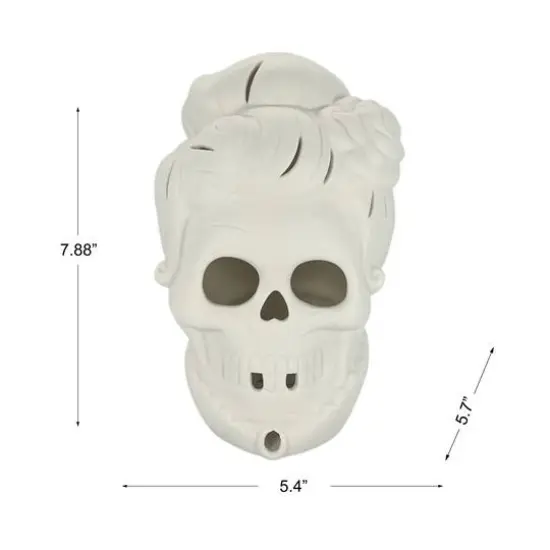 8" DIY Ceramic LED Fancy Updo Skull D&eacute;cor by Make Market&reg; {5}