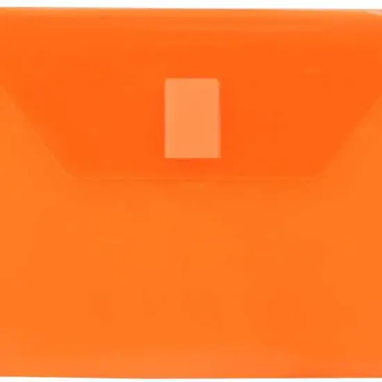 JAM Paper 5.5" x 7.5" Orange Plastic Velcro&reg; Brand Closure Booklet Envelopes, 24ct. {3}
