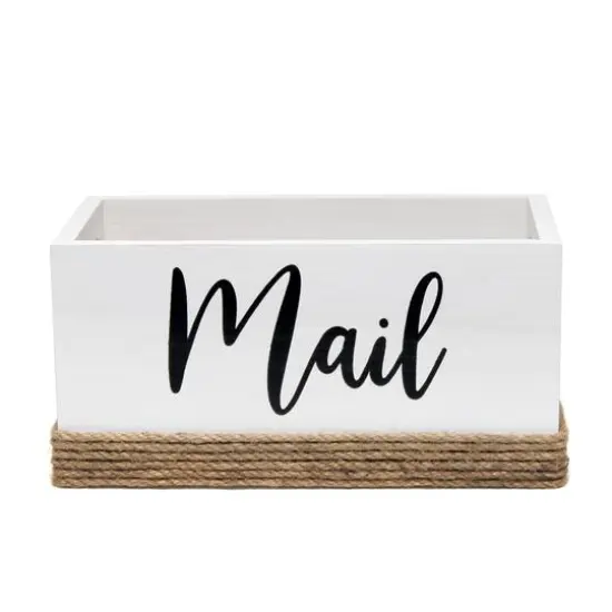 Elegant Designs Mail Script Mail Holder with Handles Black/White {1}