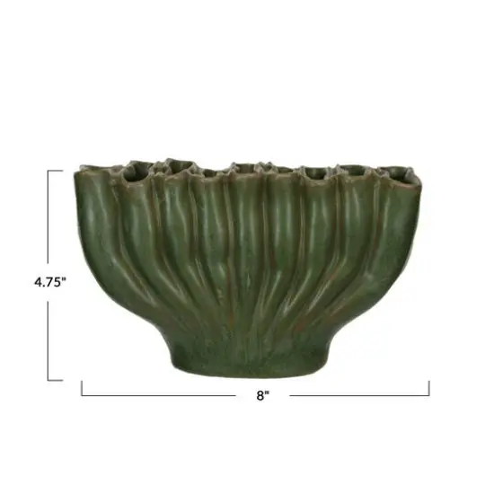 Hello Honey&reg; 8" Green 9 Sectioned Sculptural Stoneware Vase {6}