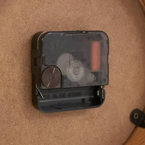 8" Light Brown Wood Round Abstract Clock {7}