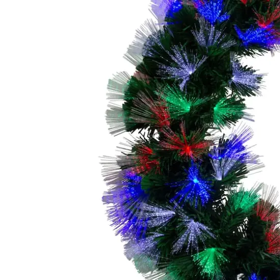 24" Fiber Optic Pre-Lit Artificial Christmas Pine Wreath {4}
