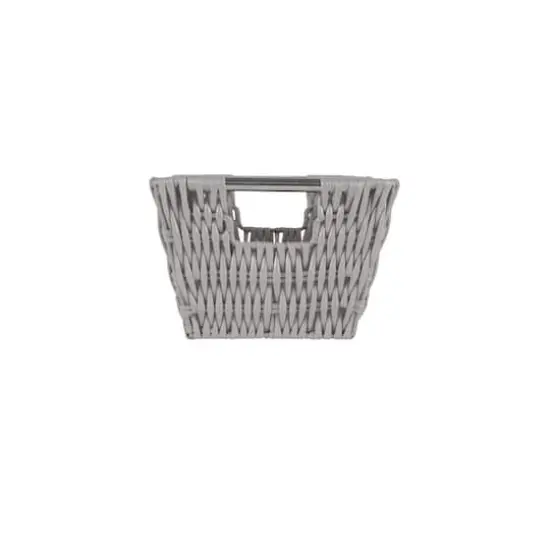 Simplify Small Gray Shelf Storage Rattan Tote Basket {3}