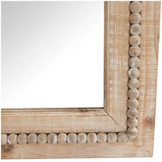 Brown Wood Beaded Frame Wall Mirror with Distressing 24" x 2" x 54" {4}