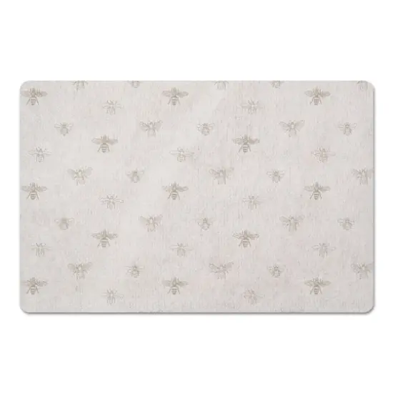 Delicate Bee Pattern Floor Mat White {1}